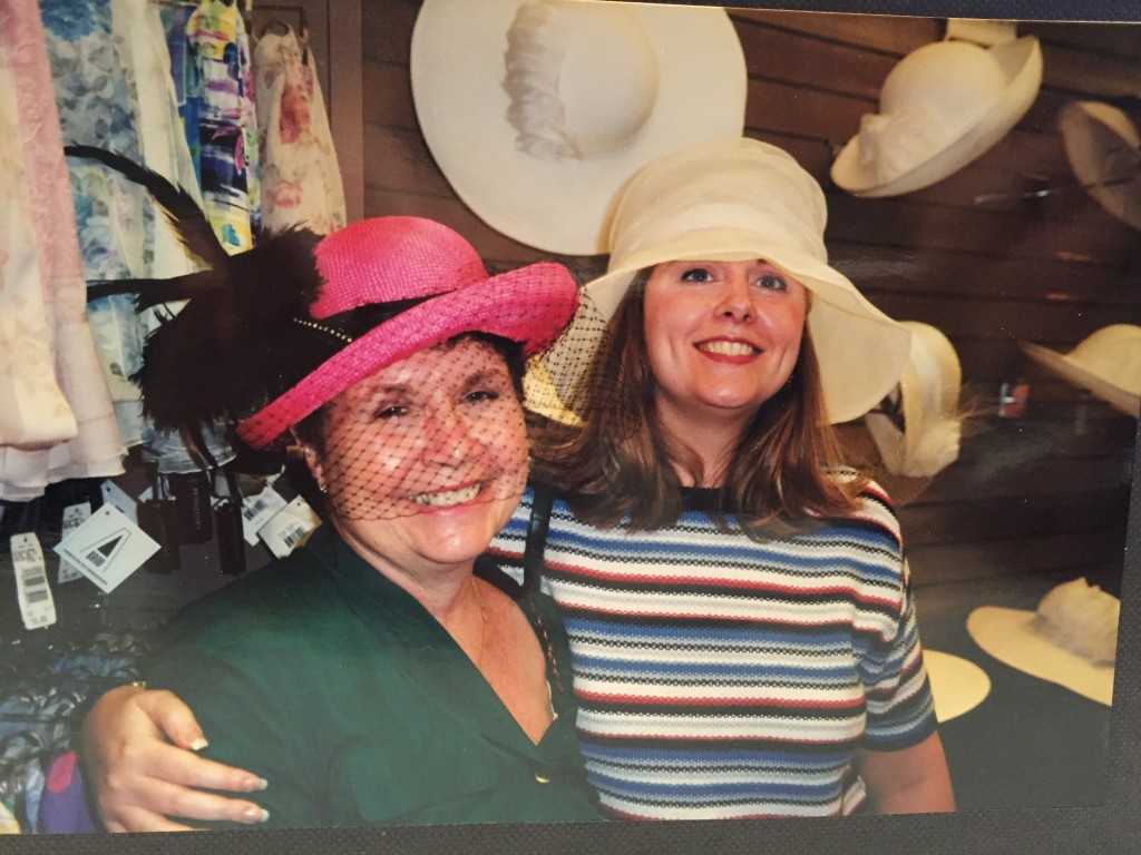My Mom &amp; me trying on fancy hats. Trying on fancy hats at department stores is one of my guilty pleasures. 