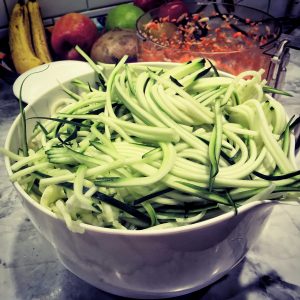 Zucchini Noodles (aka: Zoodles) are a great alternative to pasta, and a great way to get vegetables in your diet!