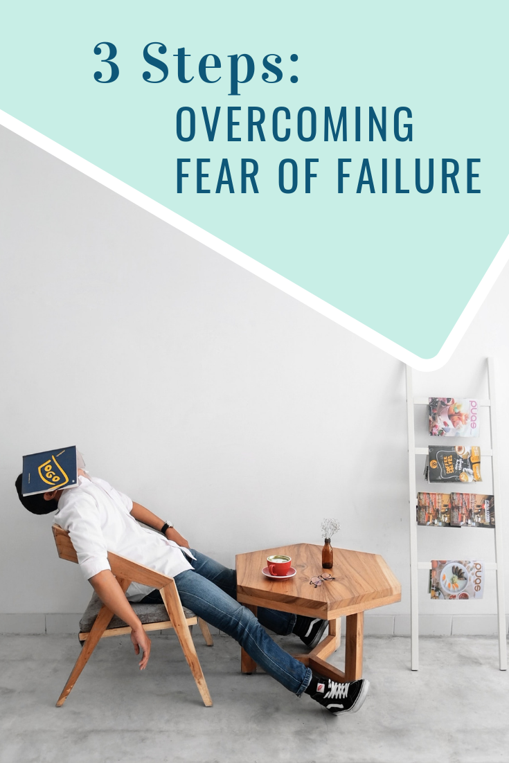 3 steps: overcoming the fear of failure man giving up with book over his face