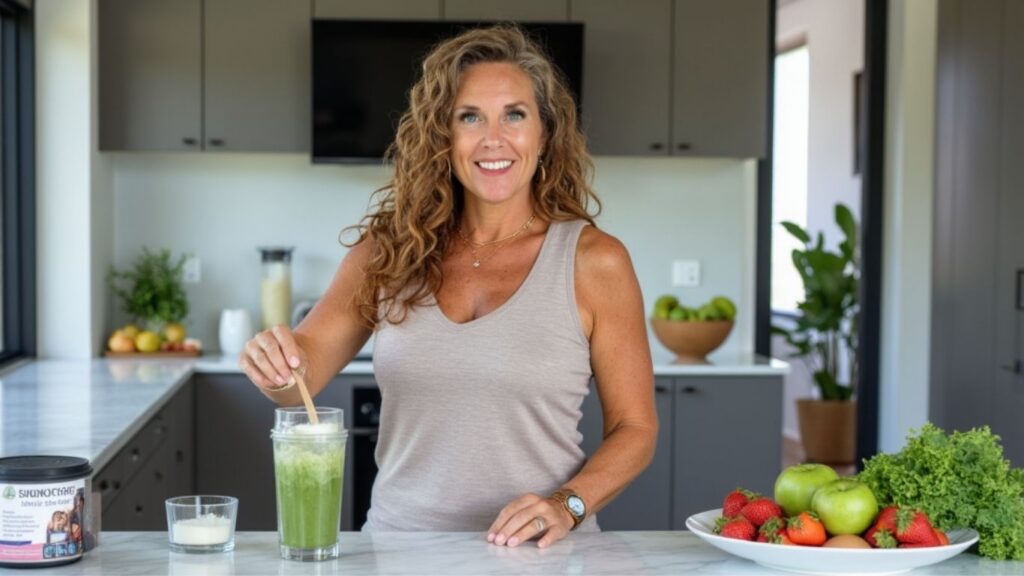 Elizabeth Sherman in her kitchen—midlife health coaching focused on follow-through
